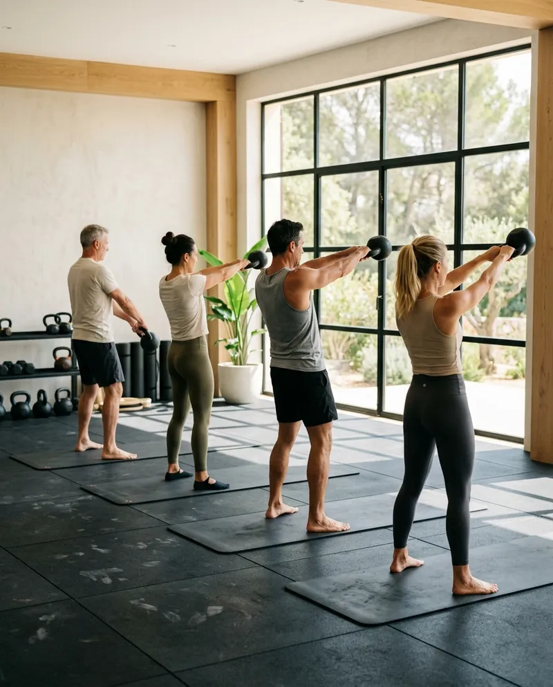 Clase de entrenamiento funcional en grupo